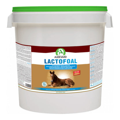 leche maternizada Lactofoal para potros, cubo blanco grande con tapa verde