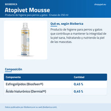 Lámina en español con la composición de la mousse: Biosfeen y Dermial, cada uno al 0,45 %