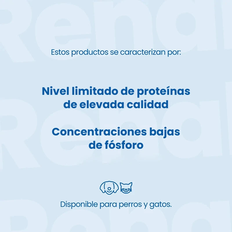 Lámina de Vet Life Renal: nivel limitado de proteínas de elevada calidad y concentraciones bajas de fósforo, disponible para perros y gatos