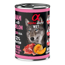 Lata Alpha Spirit jamón con melón para perros, pack de 6 latas de 400 g, EAN 8437013576321