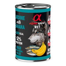 Lata Alpha Spirit sardina con plátano para perros, pack de 6 latas de 400 g, EAN 8437013576307