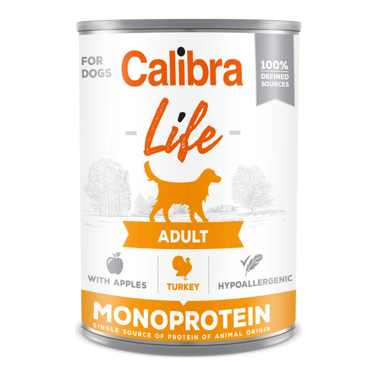 Latas Calibra Life de pavo con manzanas: una lata de 400 g, EAN 8595706700085