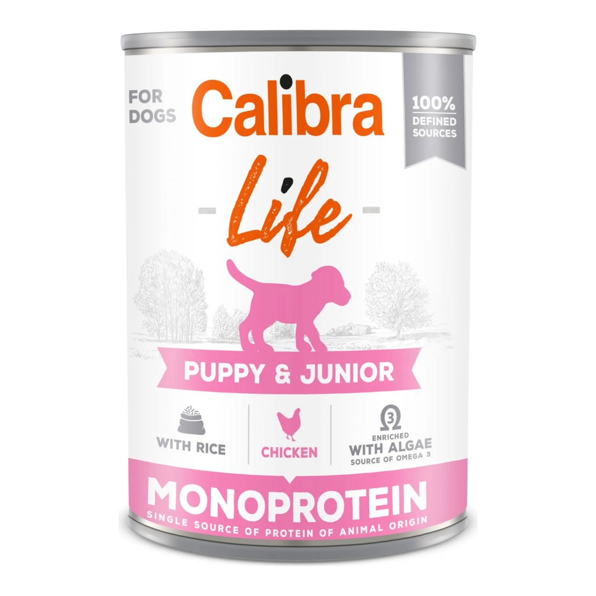 Latas Calibra Life Puppy & Junior de pollo para cachorros: una lata de 400 g, EAN 8595706700023