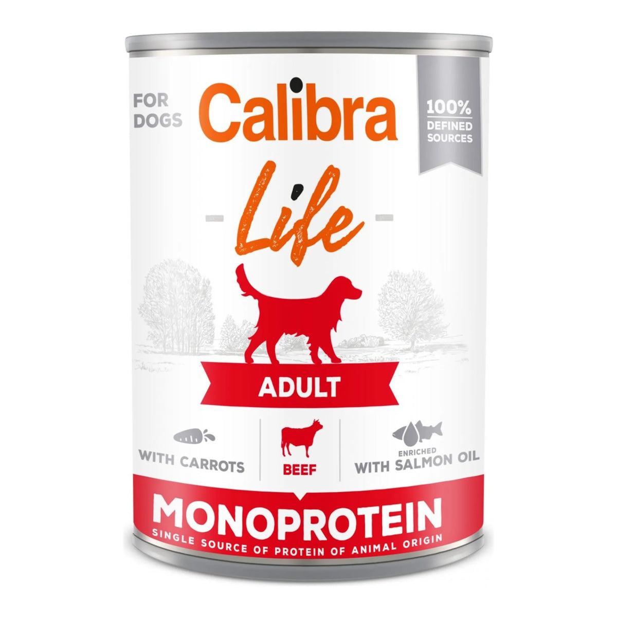 Latas Calibra Life de vacuno con zanahorias: una lata de 400 g, EAN 8595706700054