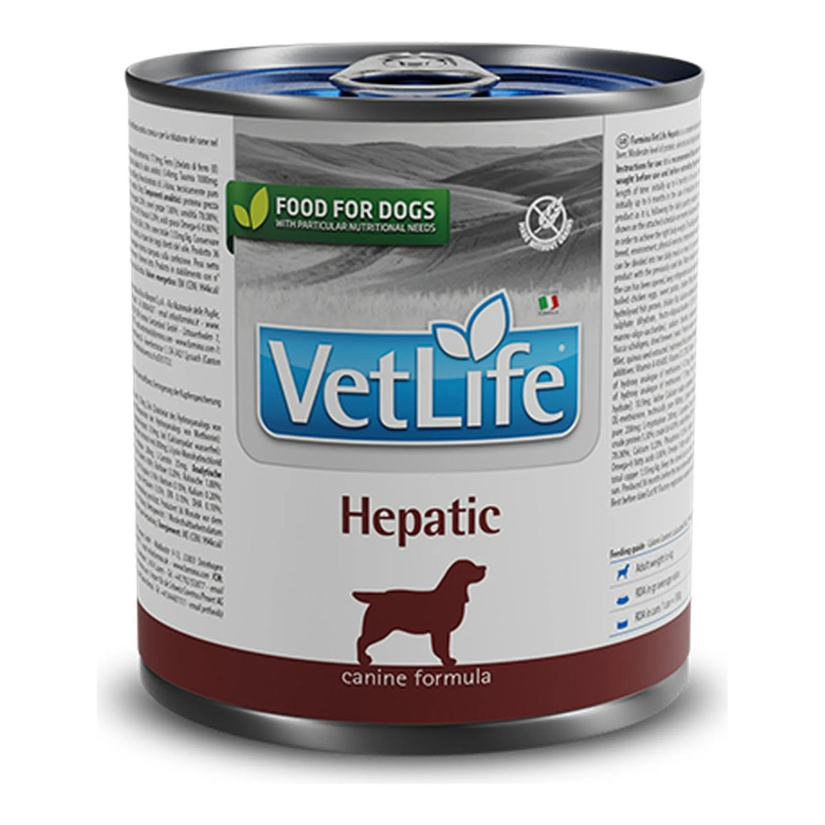 Comida húmeda Farmina Vet Life Hepatic para perros, caja de 6 latas de 300 g, EAN 8606014106428