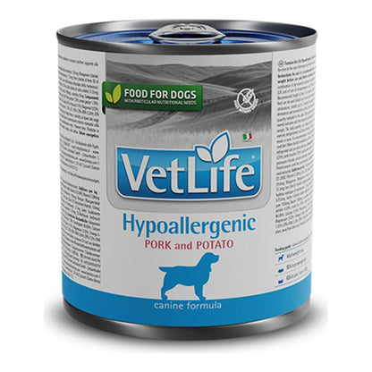 Comida húmeda Farmina Vet Life Hypoallergenic Cerdo y Patata para perros, caja de 6 latas de 300 g, EAN 8606014107333