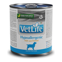 Comida húmeda Farmina Vet Life Hypoallergenic Pescado y Patata para perros, caja de 6 latas de 300 g, EAN 8606014103953