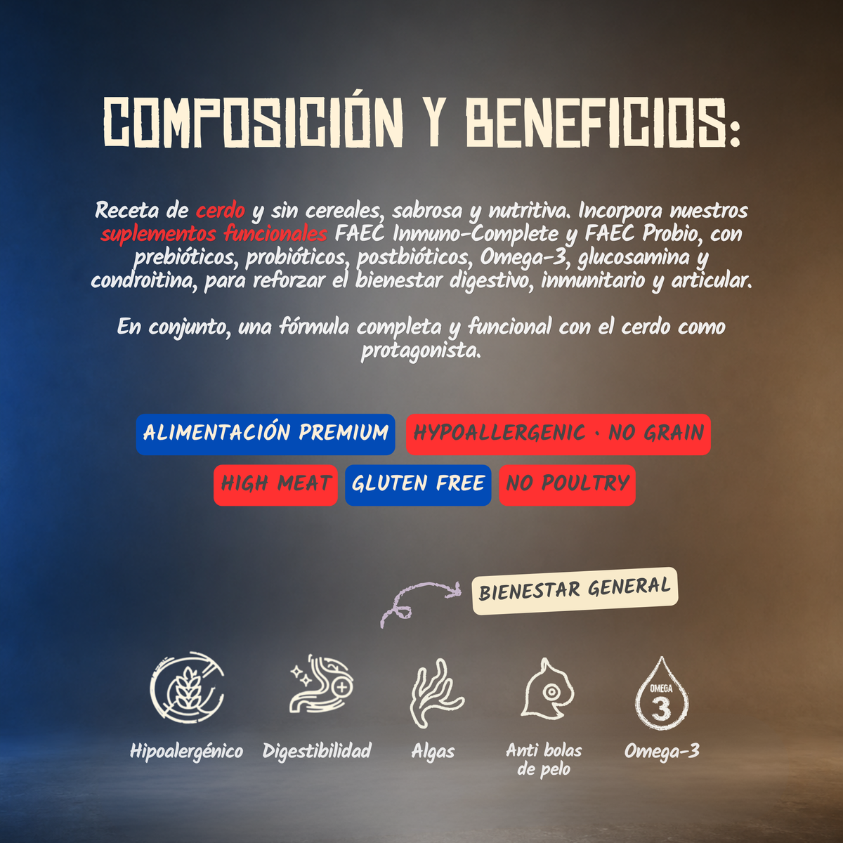 Composición y beneficios del pienso monoproteico Lenda de cerdo para gatos, EAN 8435578202297 y 8435578202303
