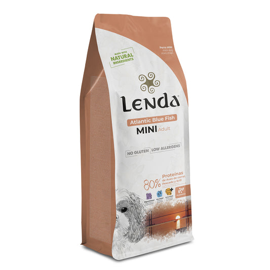 Saco de pienso Lenda Mini Atlantic Blue Fish: pienso hipoalergénico con pescado azul y krill para perros pequeños con piel sensible.