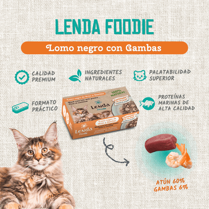 Infografía oficial de la receta de lomo negro de atún con gambas, EAN 18435578290024