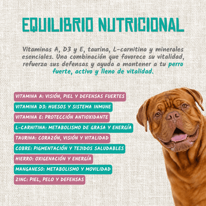 Vitaminas, taurina y oligoelementos de la receta de jabalí y pavo, EAN 18435578201211
