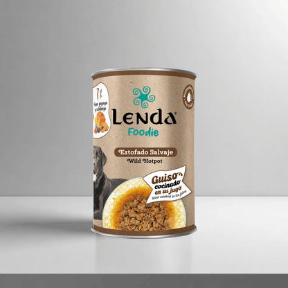 Lata de 380 g de Lenda Foodie Estofado Salvaje para perros, con pavo y caballo, EAN 18435578201235