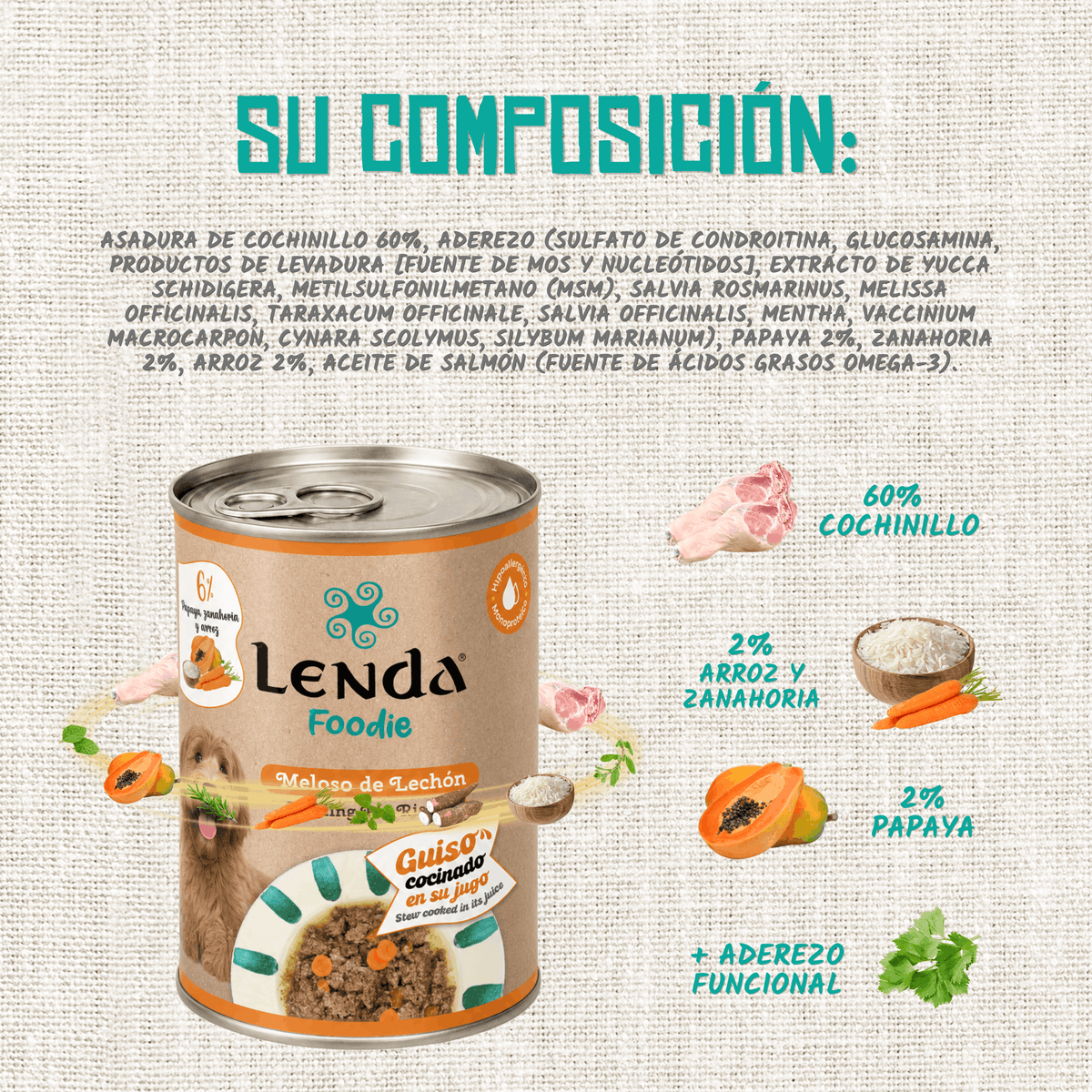 Composición oficial de la receta de cochinillo con salvia, EAN 18435578201167