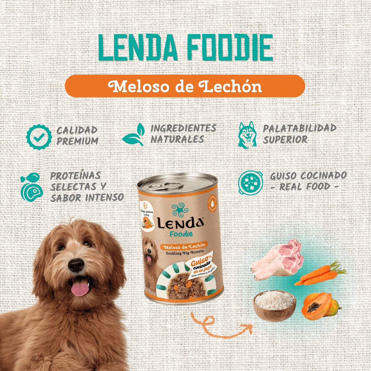 Infografía oficial del cochinillo con hierbas aromáticas, EAN 18435578201167