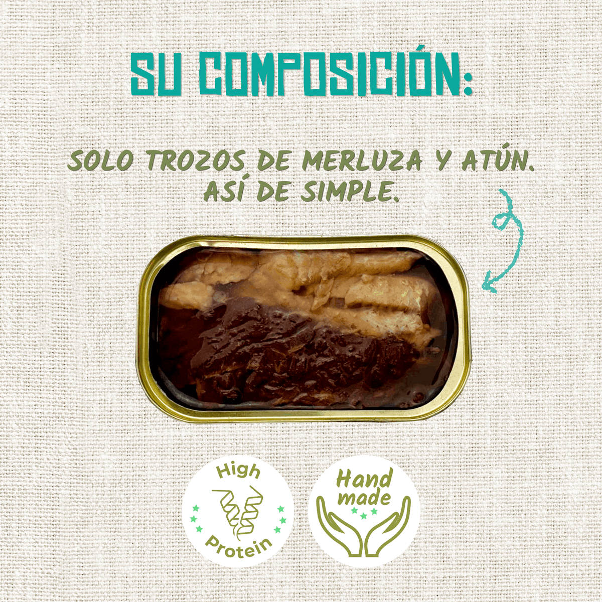 Lata abierta con dos pescados naturales en trozos, EAN 18435578290017