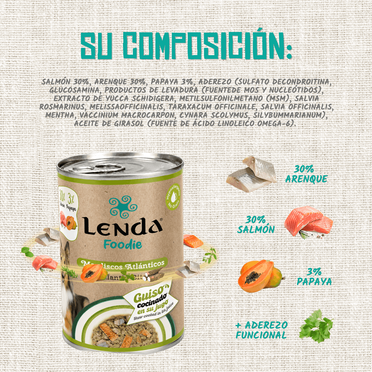 Composición oficial de la receta de pescado azul, EAN 18435578201198
