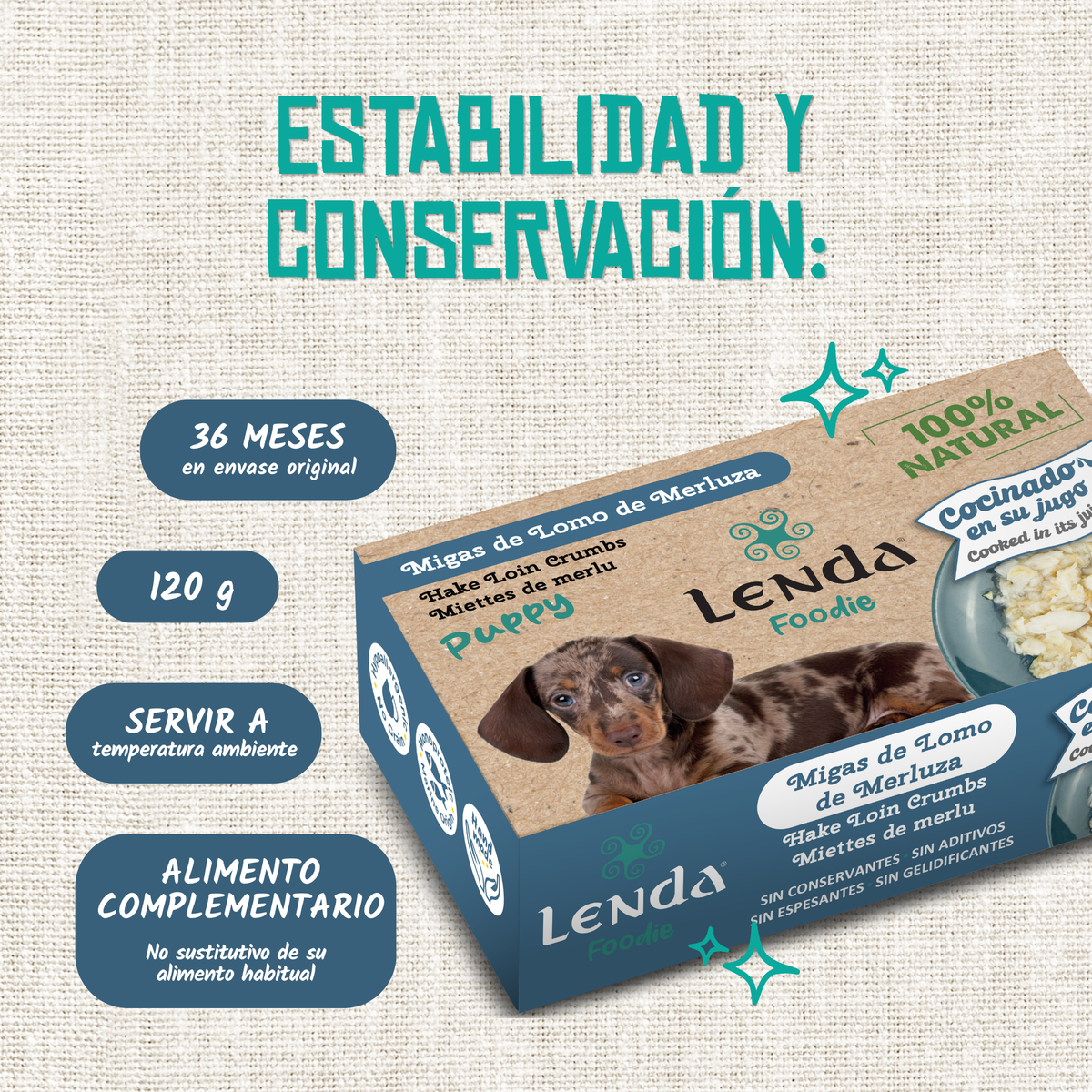 Estabilidad y conservación del envase de 120 g, EAN 18435578290086