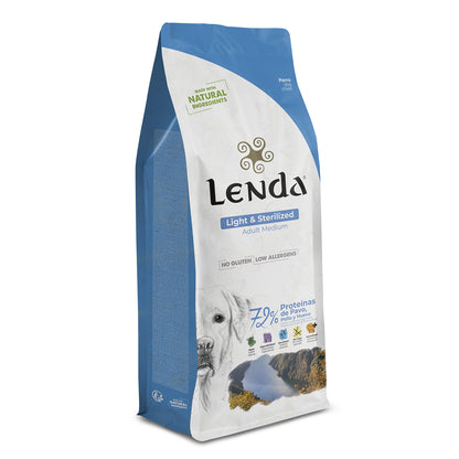 Saco de pienso Lenda Light, para perros adultos con sobrepeso o propensos a engordar, a base de pollo y pavo.