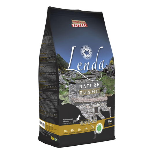 Saco de pienso Lenda Nature Grain Free Pavo, sin cereales, para perros con alergias o intolerancias alimentarias.
