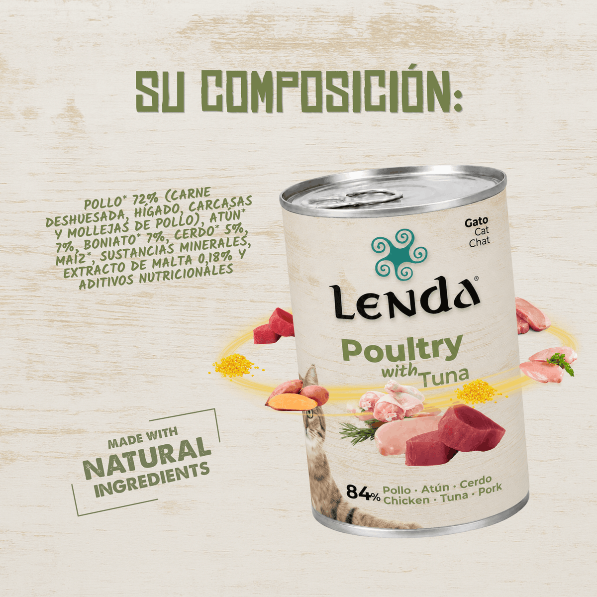 Composición oficial del paté Aves de Corral y Atún, EAN 18435578202041