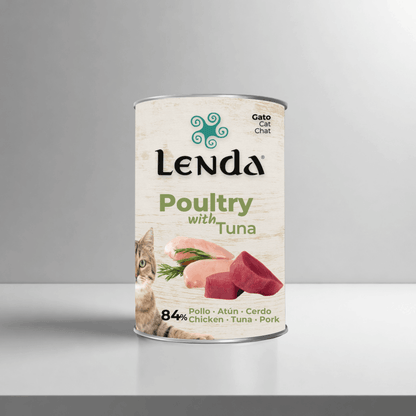 Lata de 400 g del paté Lenda de pollo para gatos, EAN 18435578202041