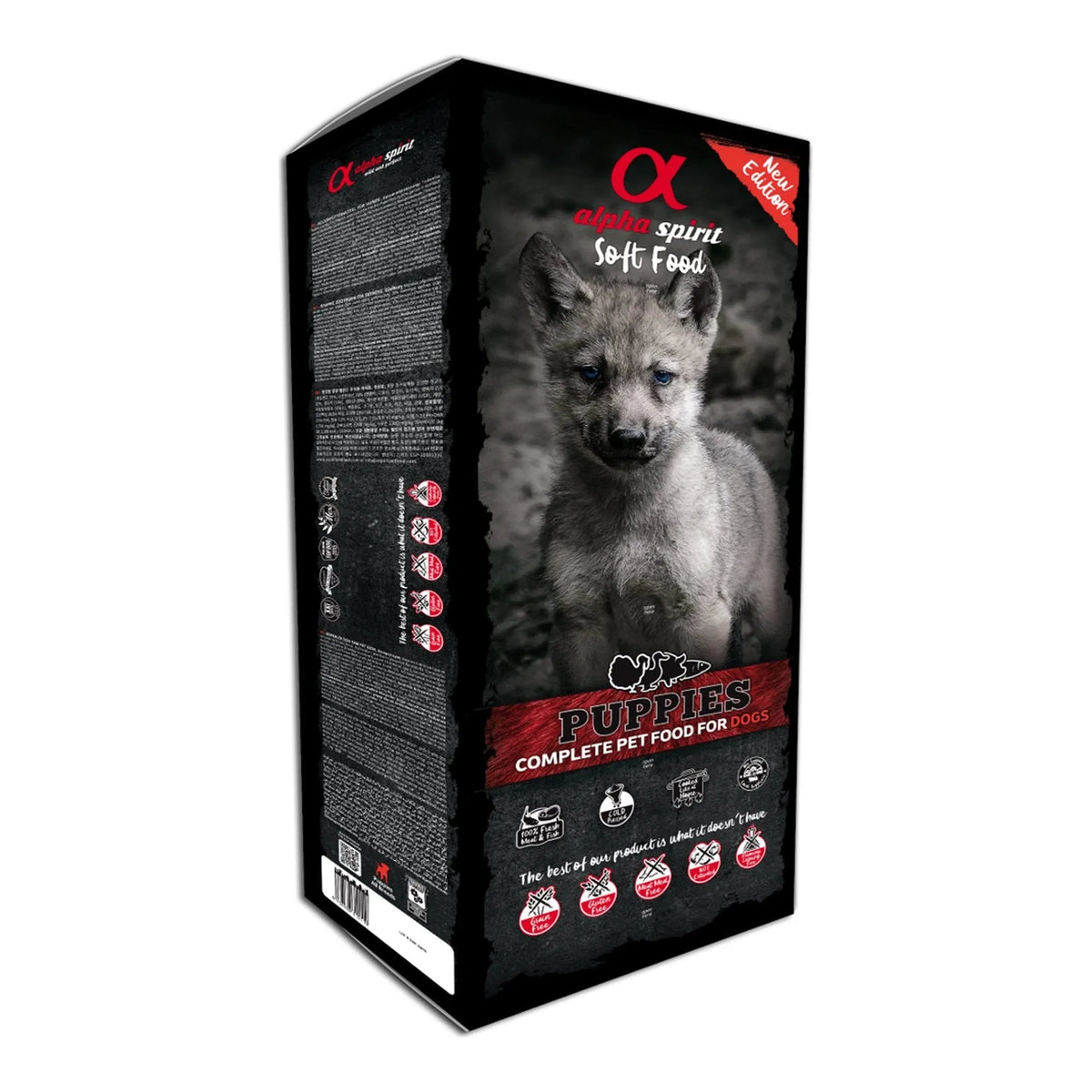 Maletín de 9 kg de la receta Soft Food «Puppies», visto en tres cuartos