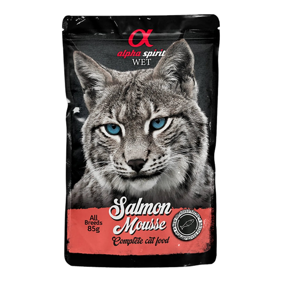 Mousse Alpha Spirit de salmón para gatos, sobre de 85 g, EAN 8436586311544