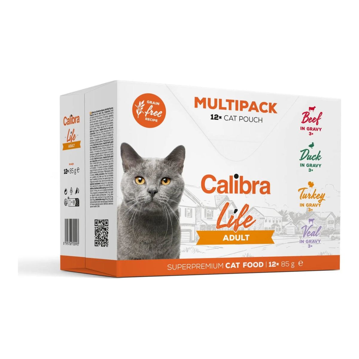 Multipack Calibra Life de sobres para gatos adultos, caja de 12 sobres de 4 recetas, EAN 8595706700993