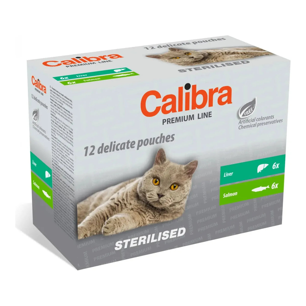Multipack Calibra Premium de sobres para gatos esterilizados, caja de 12 sobres de 2 recetas, EAN 8594062084884