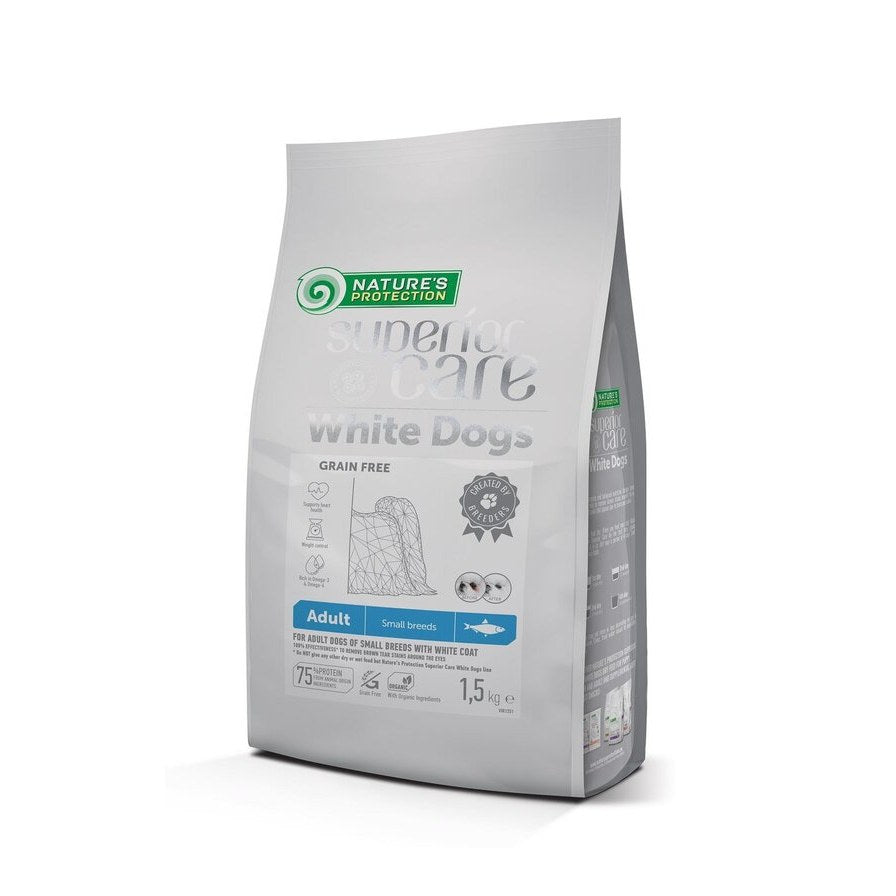 Saco de 1,5 kg de pienso Nature's Protection White Dogs con arenque sin cereales para perros pequeños