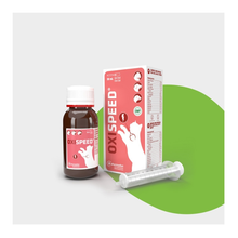 Envase y estuche de Oxispeed gel para gatos y perros de Pharmadiet con jeringa dosificadora, EAN 8414042003769