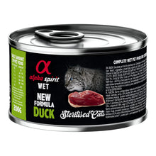 Paté Alpha Spirit de pato para gatos esterilizados, lata de 200 g, EAN 8436586311155
