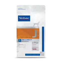 Pienso articular para perros Virbac HPM J1 Joint & Mobility, cara frontal del saco, EAN 3561963601118