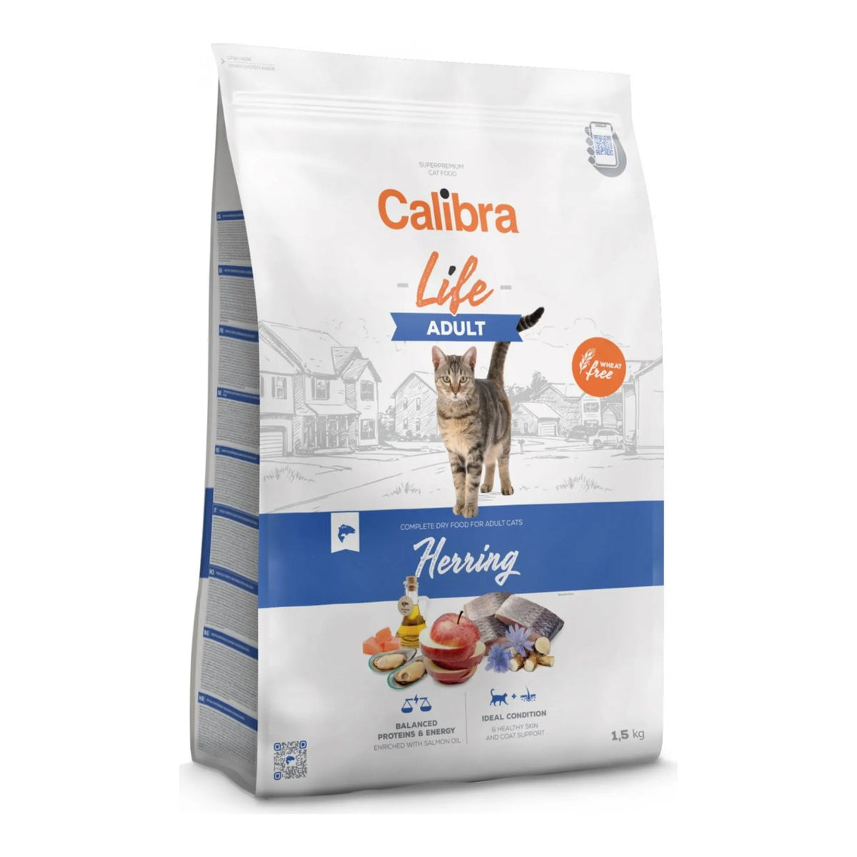 Envase del pienso Calibra Life para gatos con arenque, receta Cat Life Adult Herring