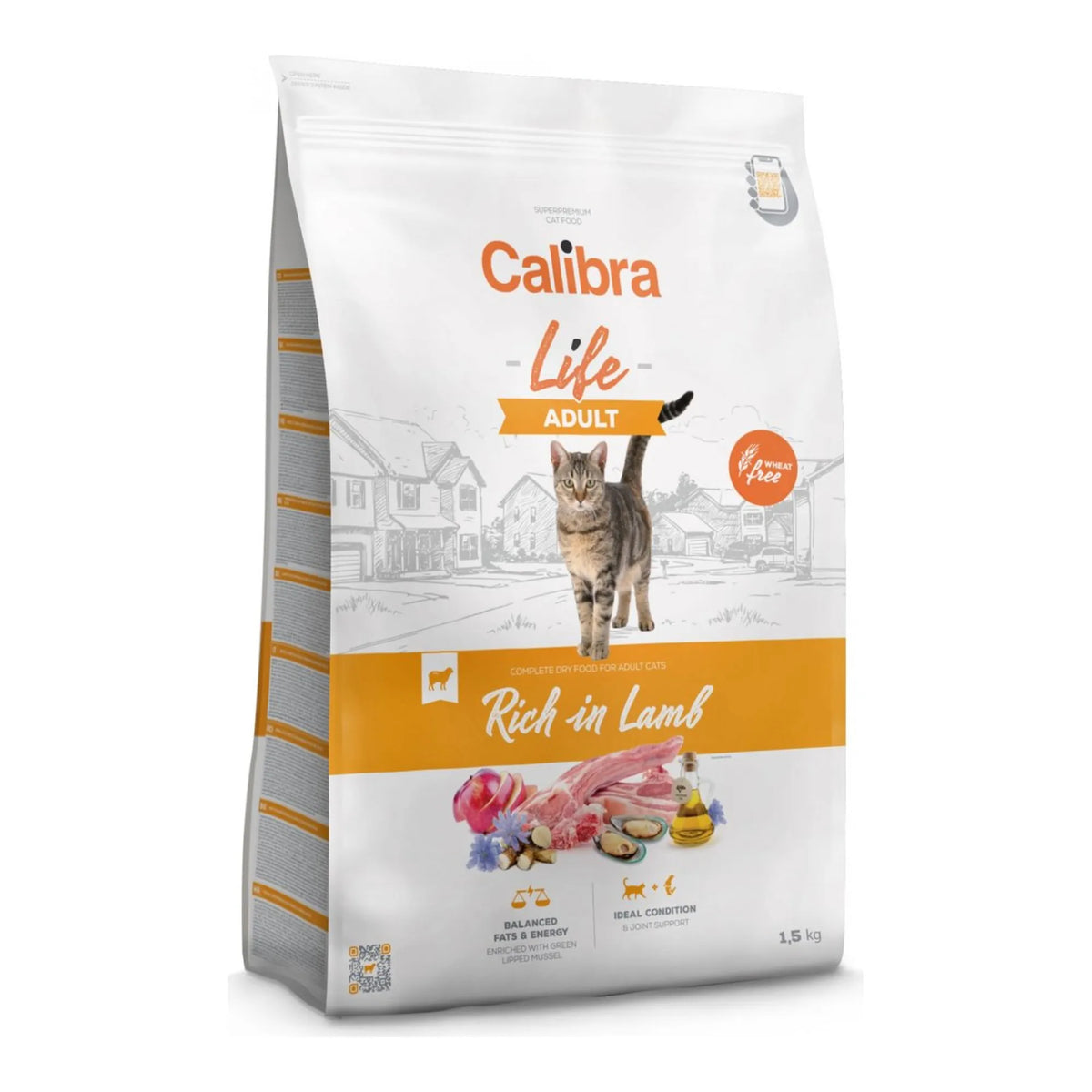 Envase del pienso Calibra Life para gatos con cordero, receta Cat Life Adult Rich in Lamb