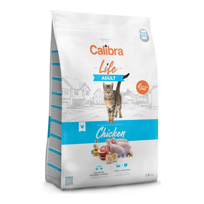 Envase del pienso Calibra Life para gatos con pollo, receta Cat Life Adult Chicken