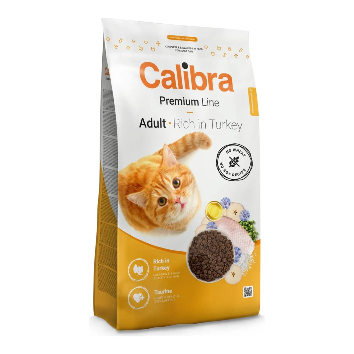 Saco del pienso Calibra Premium para gatos con pavo, receta Cat Premium Line Adult Rich in Turkey