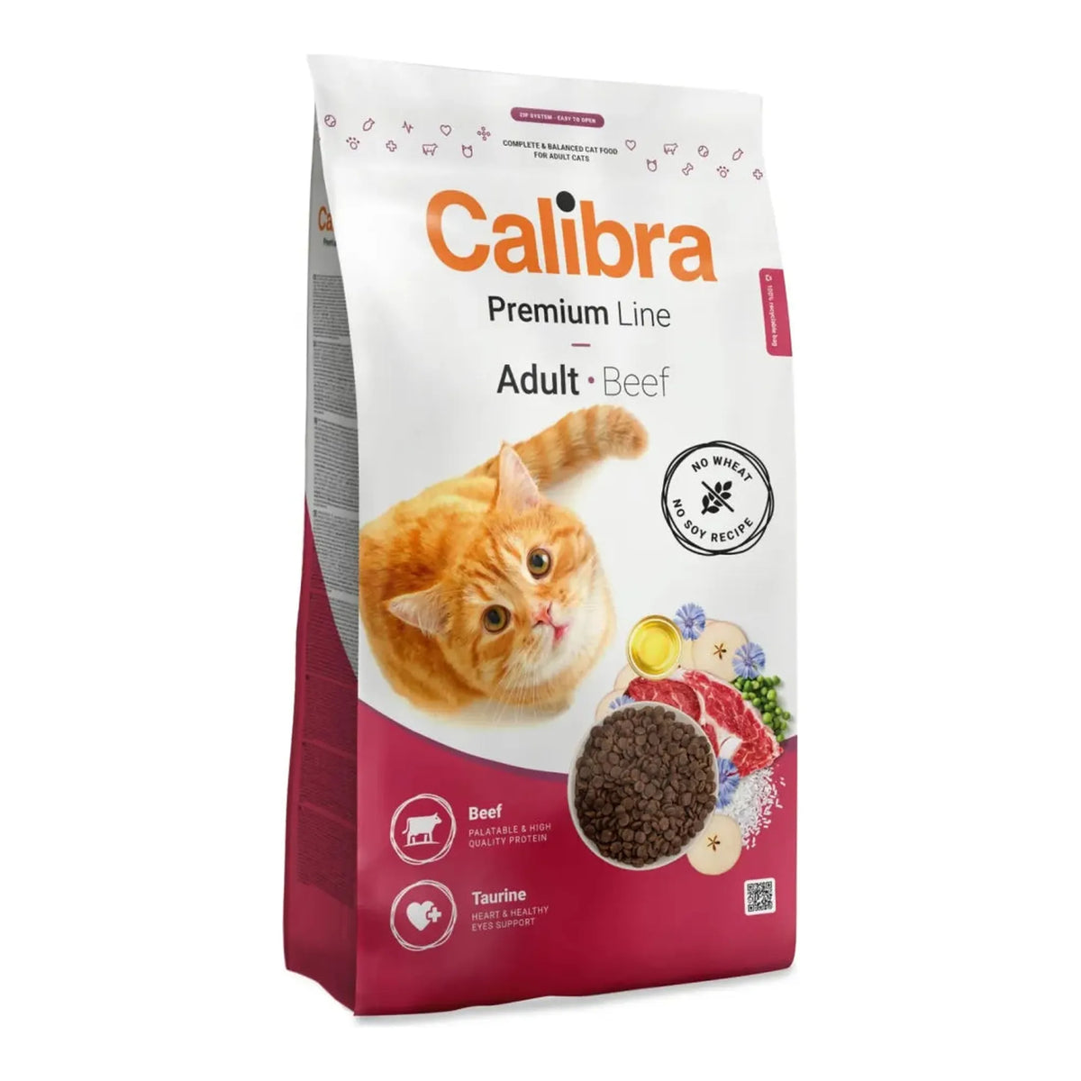 Saco del pienso Calibra Premium para gatos con vacuno, receta Cat Premium Line Adult Beef