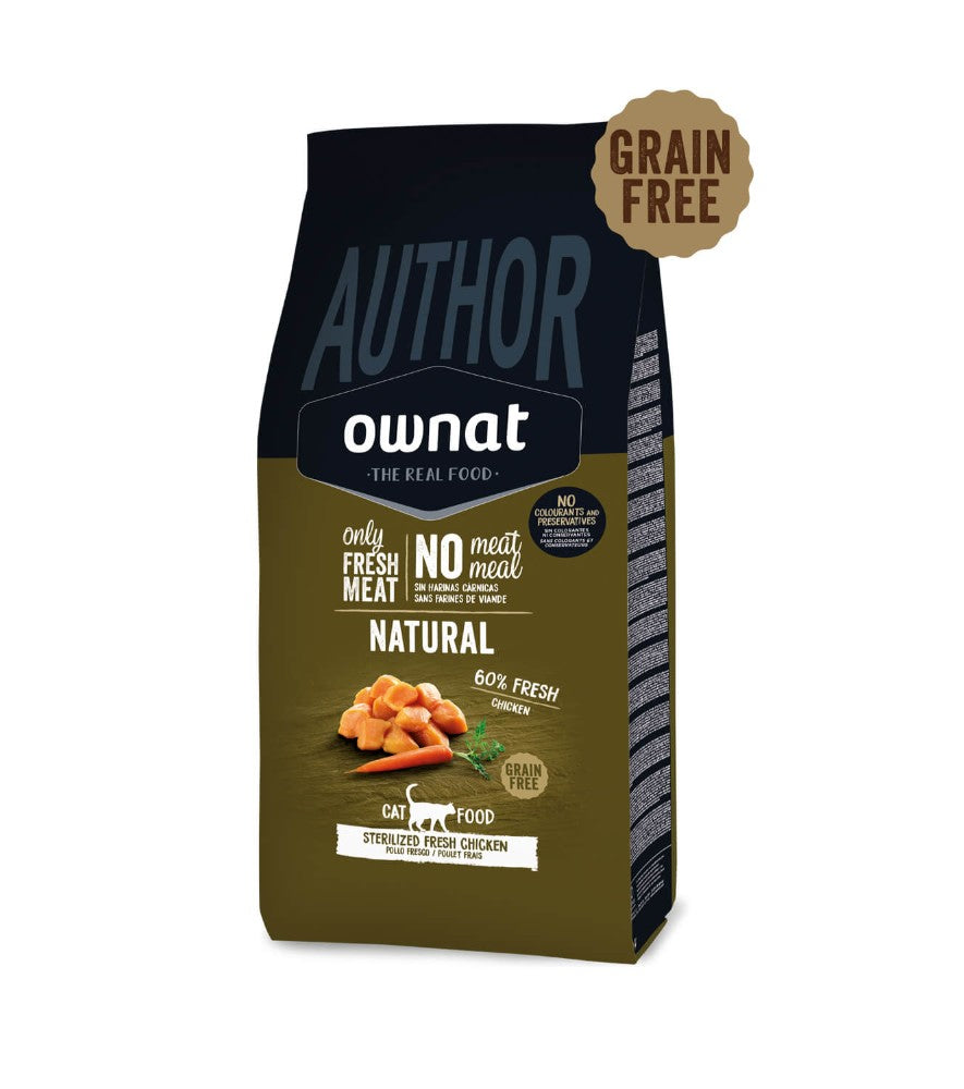 Saco frontal del pienso Ownat Author Sterilized para gatos, EAN 8429037015252