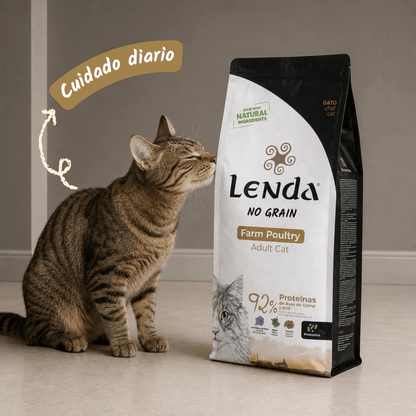 Gato adulto junto al saco, EAN 8435578201498 y 8435578201757