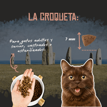 Croqueta de 7 mm del pienso Lenda Senior Urinary para gatos, EAN 8435578201528 y 8435578201412
