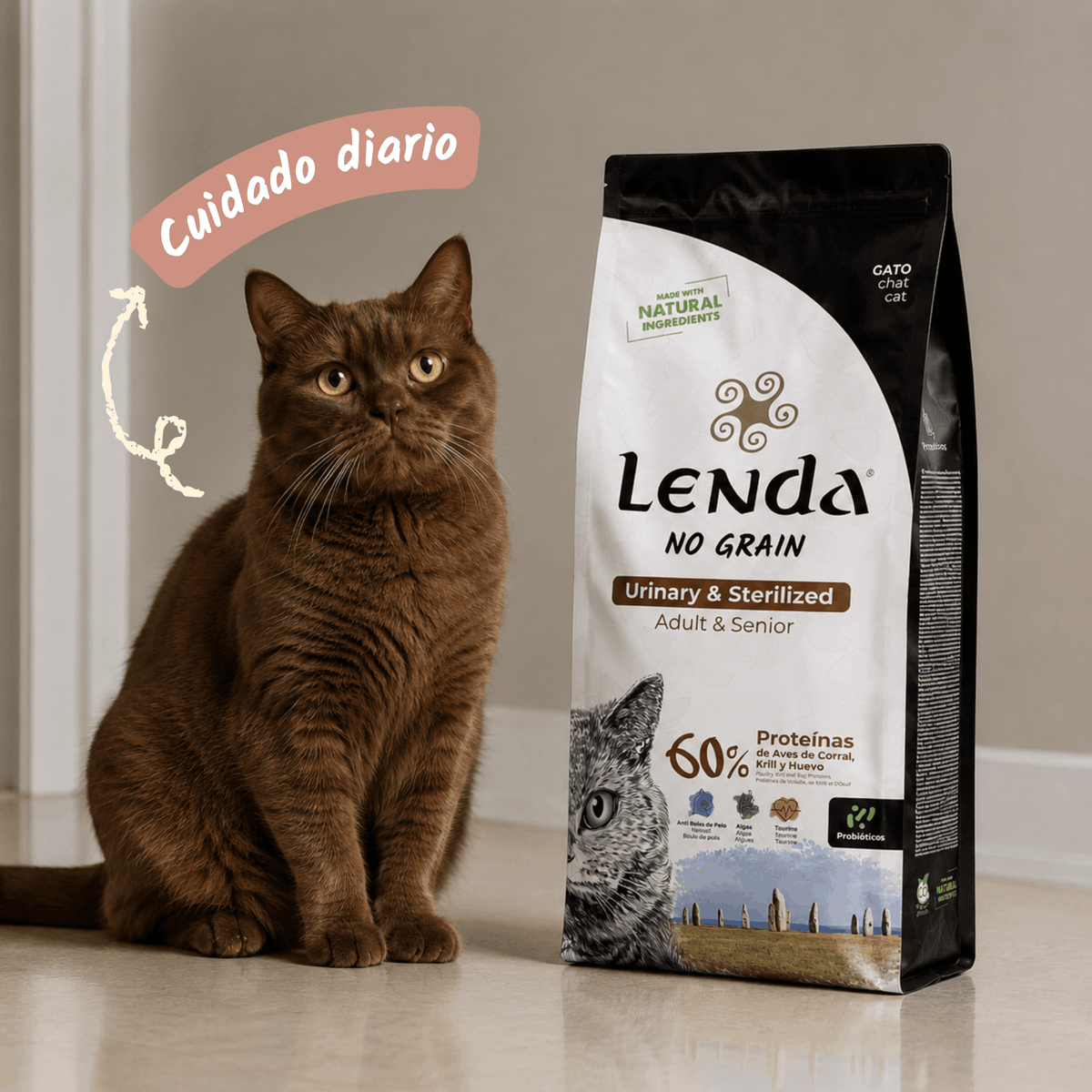 Gato senior junto al saco, EAN 8435578201528 y 8435578201412