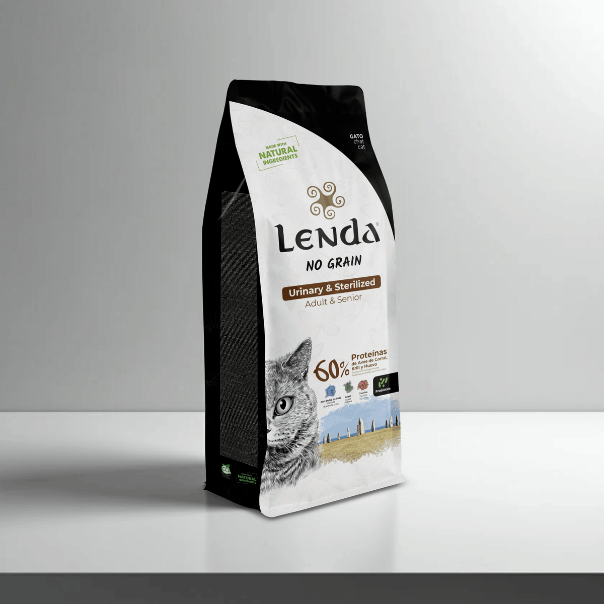 Saco frontal del pienso Lenda Senior Urinary para gatos, EAN 8435578201528 y 8435578201412