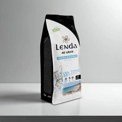 Saco frontal del pienso Lenda Sensitive para gatos, EAN 8435578201535 y 8435578201795