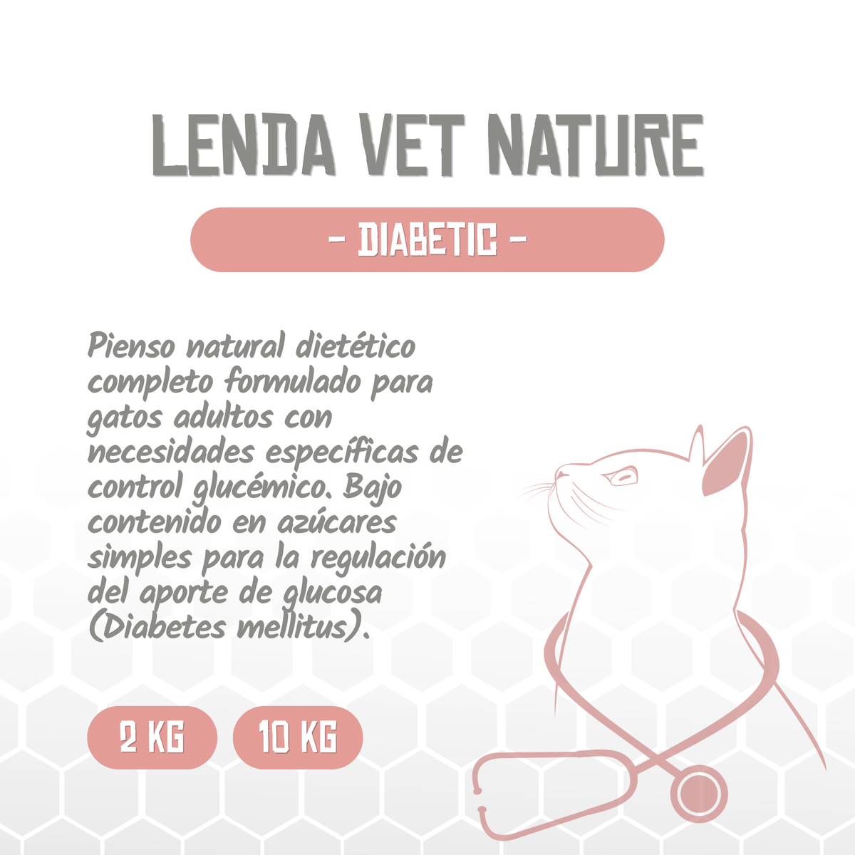 Presentación de la receta Diabetic de Vet Nature en 2 y 10 kg, EAN 8435578250281
