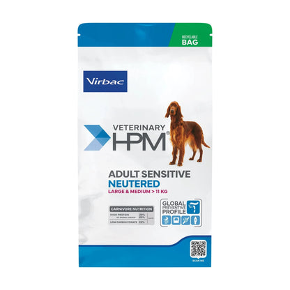 Pienso para perro esterilizado Virbac HPM Adult Sensitive Neutered Large & Medium, saco frontal, EAN 3561963603440