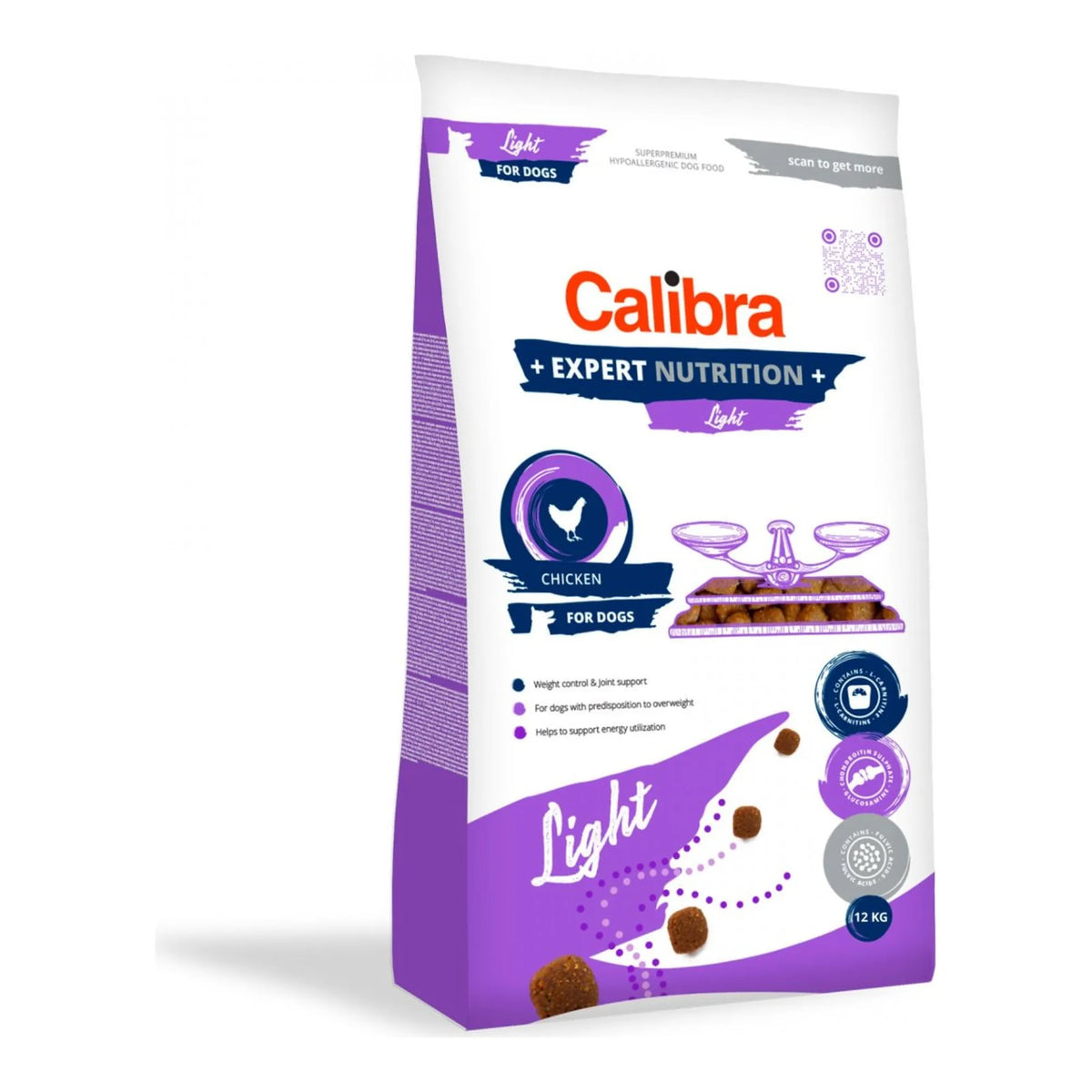 Saco del pienso Calibra Expert light para perros, receta Expert Nutrition Light con pollo