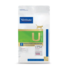 Pienso urinary para gatos Virbac HPM U2 Urology Dissolution & Prevention, cara frontal de la bolsa, EAN 3561963600883