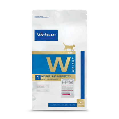 Pienso Virbac W1 para gatos con sobrepeso, bolsa frontal, EAN 3561963600920