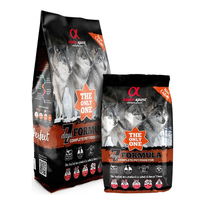 Saco grande y saco pequeño de la misma receta 7 days Formula, colocados uno junto al otro